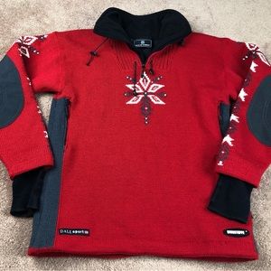 Dale Of Norway Solid Red Snowflake Knit Wind stopper Sweater Size Large